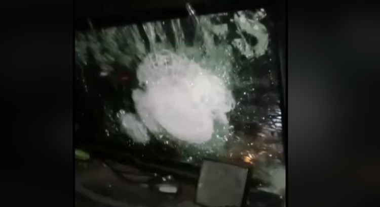 Muestran en TikTok los daño de vehículo Policial en Tamaulipas luego de enfrentamiento