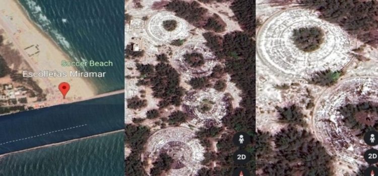 Misteriosos círculos gigantes en playa Miramar, Tamaulipas