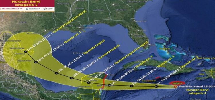 El huracán Beryl hace historia por que se dirige a Tamaulipas